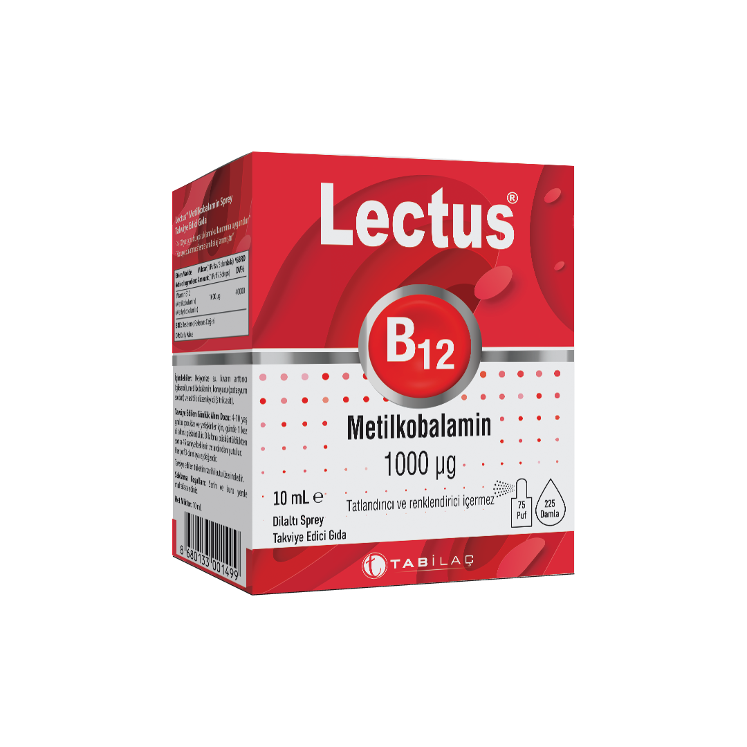 Lectus B12 Metilkobalamin Sprey Takviye Edici Gıda 10 ml
