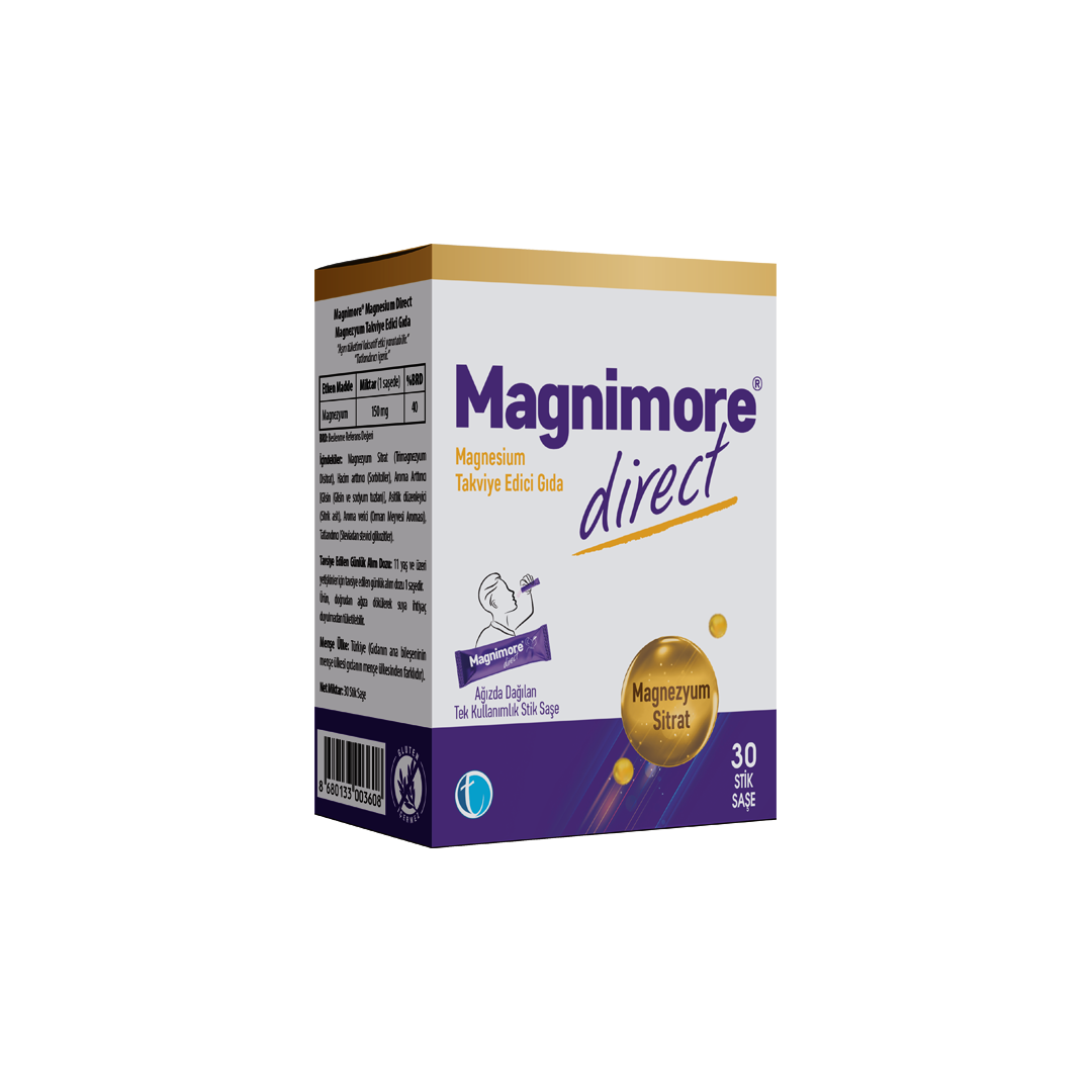 Magnimore Direct Magnezyum Takviye Edici Gıda 30 Stik Şase