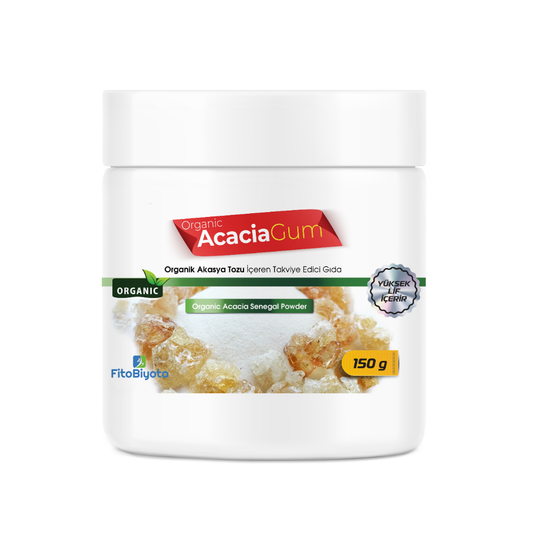 Organic Acacia Gum Organik Arap Zamkı Tozu İçeren Takviye Edici Gıda 150 Gr