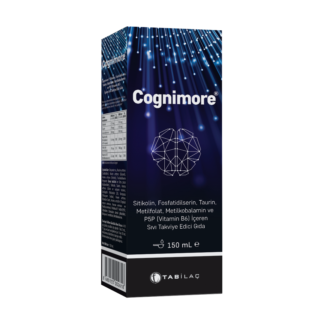 Cognimore Likit Sitikolin, Fosfatidilserin, Taurin, Metilfolat, Metilkobalamin ve P5P (Vitamin B6) Içeren Sıvı Takviye Edici Gıda 150 m