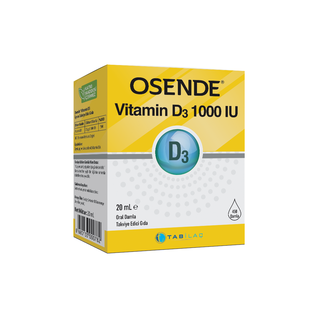 Osende D3 1000 IU Damla Vitamin D3 Takviye Edici Gıda 20 mL