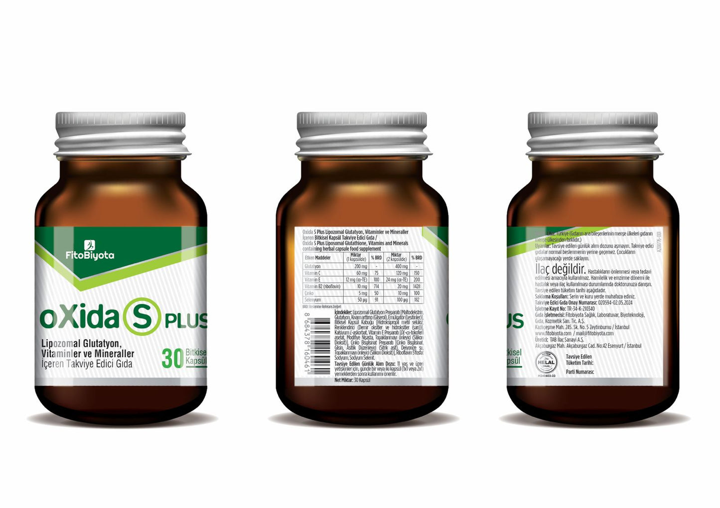 Oxida S Plus Lipozomal Glutatyon, Vitaminler ve Mineraller İçeren Takviye Edici Gıda