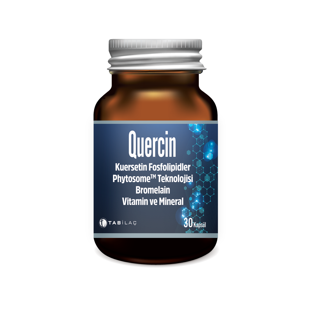Quercin Kuersetin, Bromelain, Vitamin ve Mineral İçeren Takviye Edici Gıda 30 Kapsül
