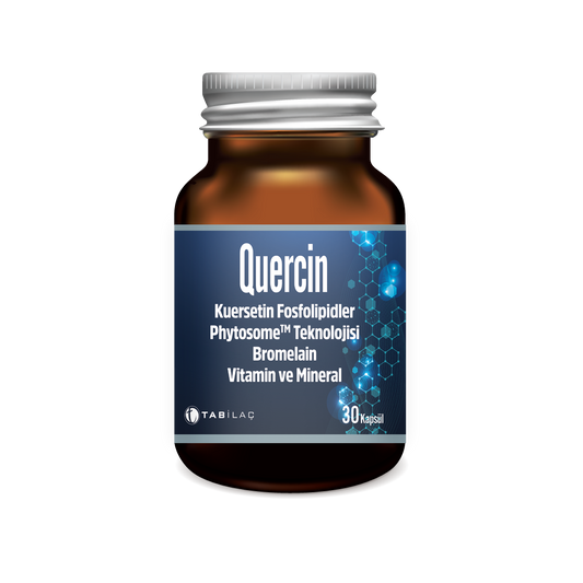 Quercin Kuersetin, Bromelain, Vitamin ve Mineral İçeren Takviye Edici Gıda 30 Kapsül