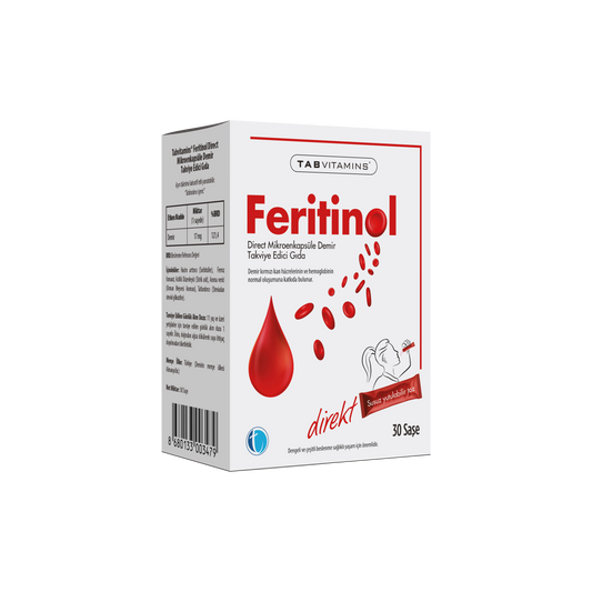 TABVITAMINS Feritinol Feritinol Direct Mikroenkapsüle Demir Takviye Edici Gıda 30 Şase
