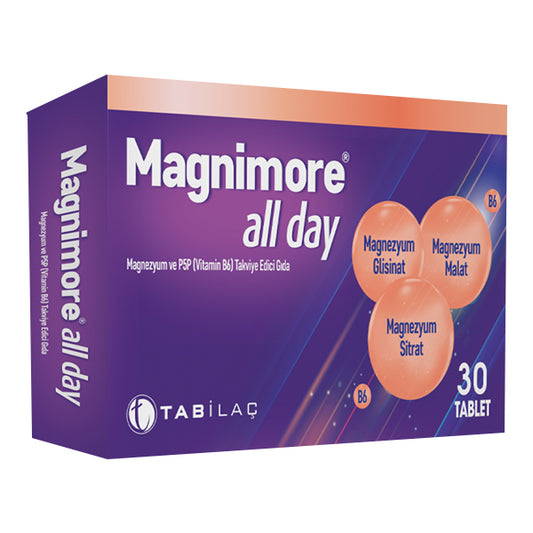 Magnimore All Day Magnezyum ve P5P (Vitamin B6) Takviye Edici Gıda 30 Tablet