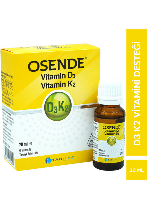 Osende D3K2 Damla Vitamin D3 ve Vitamin K2 (MK7) İçeren Takviye Edici Gıda 20 mL
